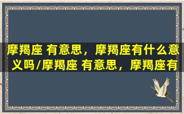 摩羯座 有意思，摩羯座有什么意义吗/摩羯座 有意思，摩羯座有什么意义吗-我的网站